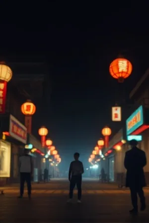 《长夜将明》雨夜街道剧照，巡逻手电照亮积水