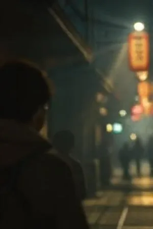 《雾港回声》码头晨雾剧照，六个人物剪影依次上岸